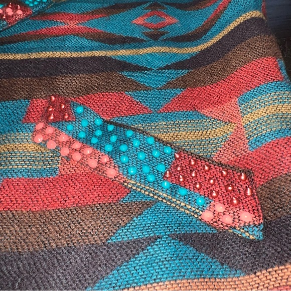 Vintage Herta Western Aztec Shawl Collar Vest Woman’s Medium Cotton Made In USA - Picture 4 of 8